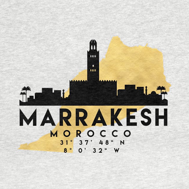 Marrakesh Morocco Skyline Map Art by deificusArt